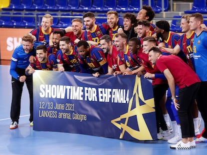 Los jugadores celebran la clasificación para la Final a Cuatro tras eliminar al Brest.