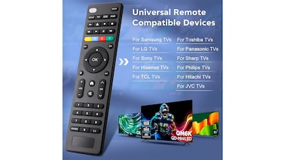 Mando universal para la televisión sobre fondo blanco.