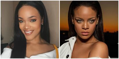 Podrían ser gemelas. Andele Lara es de Boston, es una amante del maquillaje y sabe que su parecido es tal que juega con subir fotos de ella y de Rihanna. El mismo color de ojos, de piel y el cabello casi idéntico y lo deja claro en sus 241 publicaciones. 