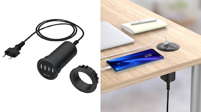 regalos dia del padre gadgets: cargador multiUSB par poner en el hueco de la mesa o el escritorio.