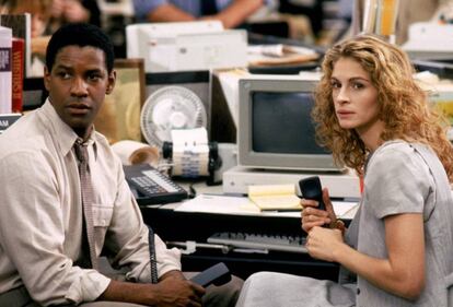 Julia Roberts y Denzel Washington en un fotograma de la película 'El informe Pelícano' (1992)