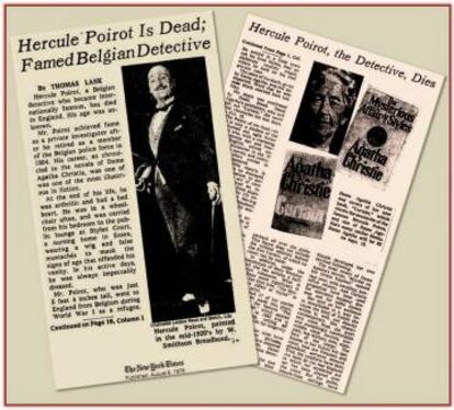 La noticia de la muerte de Poirot en 'The New York Times' el 6 de agosto de 1975.