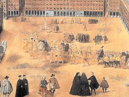 Fiesta en la Plaza Mayor de Madrid durante el siglo XVII.