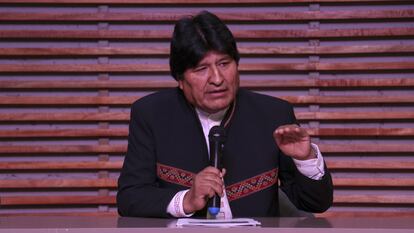El expresidente de Bolivia Evo Morales habla en una conferencia en Buenos Aires el pasado febrero.