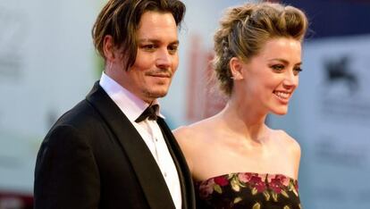 Johnny Depp y Amber Heard en Venecia.