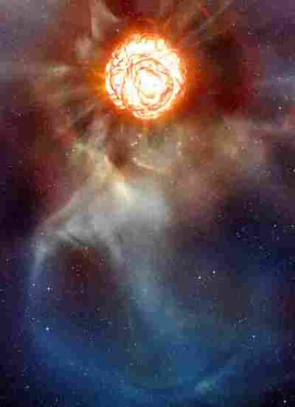 Ilustración del penacho de la estrella Betelgeuse.