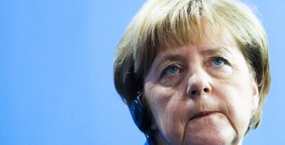 La canciller alemana, Angela Merkel, en Berlín el 12 de julio tras reunirse con el primer ministro irlandés, Enda Kenny