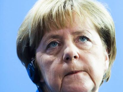 La canciller alemana, Angela Merkel, en Berl&iacute;n el 12 de julio tras reunirse con el primer ministro irland&eacute;s, Enda Kenny