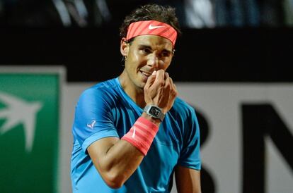 Nadal, durante el partido en Roma contra Wawrinka.