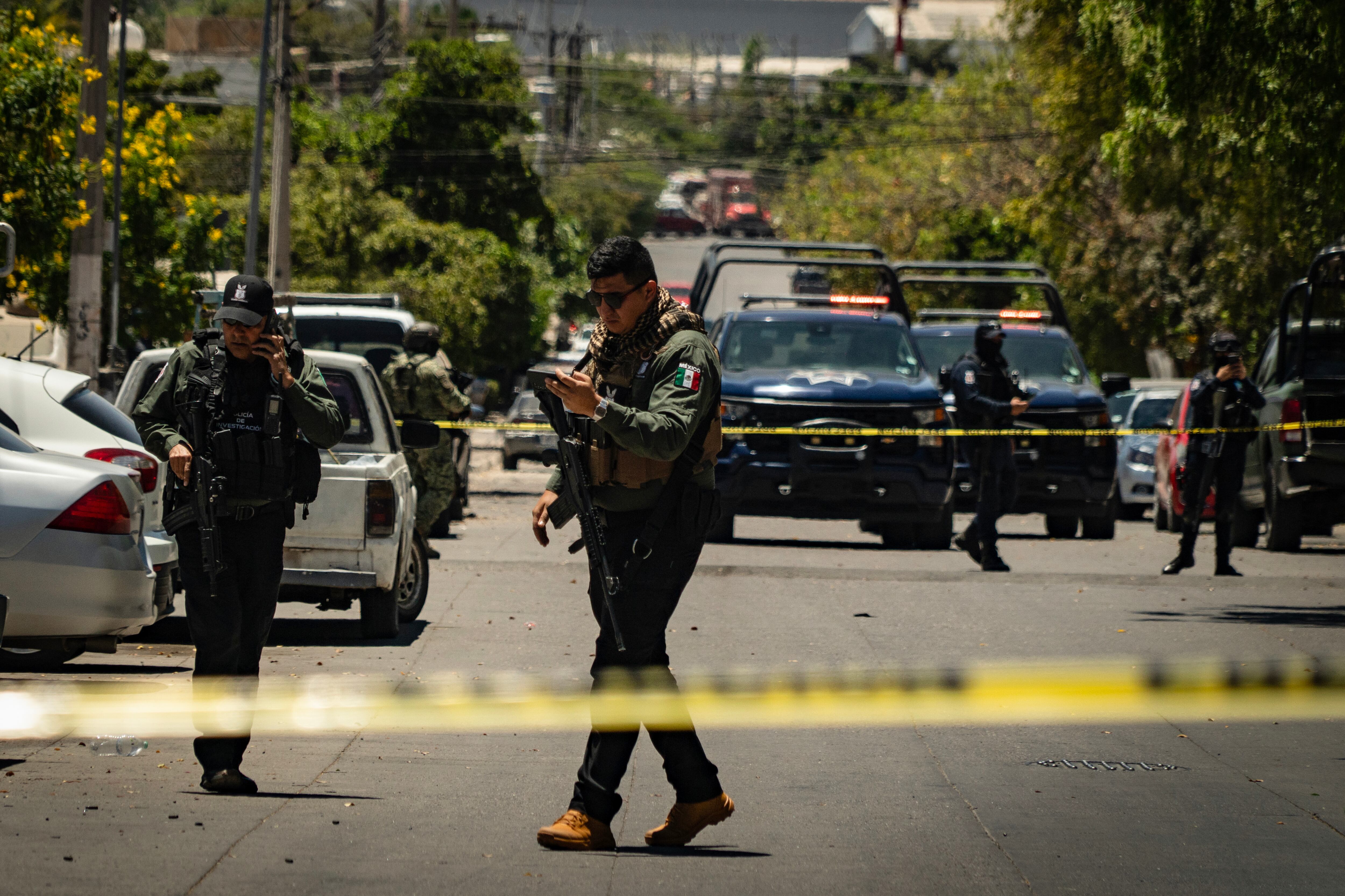 Dispositivo de seguridad en Culiacán Sinaloa, el 1 de mayo.