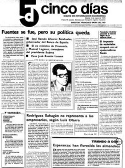 Primera portada de Cinco D&iacute;as en marzo de 1978