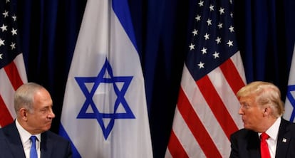 El presidente de EEUU, Donald Trump (izquierda), junto al primer ministro israel&iacute;, Benjamin Netanyahu, en Nueva York este lunes.