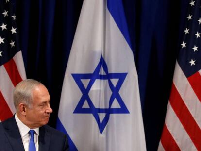 El presidente de EEUU, Donald Trump (izquierda), junto al primer ministro israel&iacute;, Benjamin Netanyahu, en Nueva York este lunes.