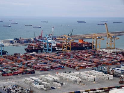 Terminal de contenedores del puerto de Barcelona, el 24 de marzo.