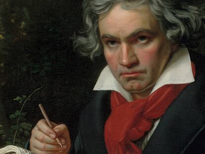 Retrato de Beethoven con el manuscrito de la 'Missa solemnis' (1820), de Joseph Karl Stieler.