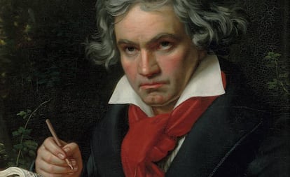 Retrato de Beethoven pintado por J. Kriehuber.