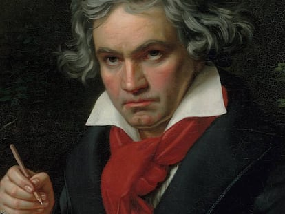 Retrato de Beethoven pintado por J. Kriehuber.