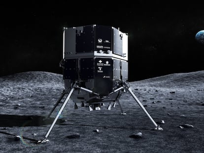 Representación de la sonda japonesa 'Hakuto-R' en la superficie de la Luna.
