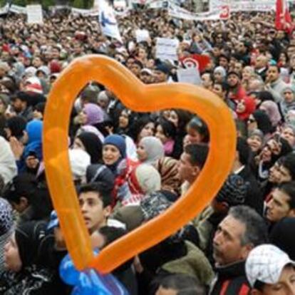Primer aniversario de la revolución tunecina que derrocó al dictador Ben Alí