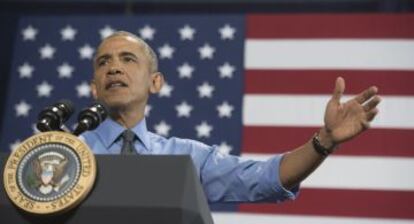 El presidente de EE UU, Barak Obama, durante una intervención en Detroit.