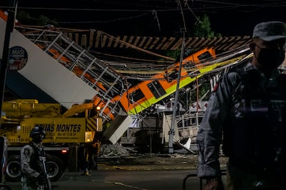 El tramo colapsado de la línea 12 del metro de Ciudad de México, el 4 de mayo de 2021.