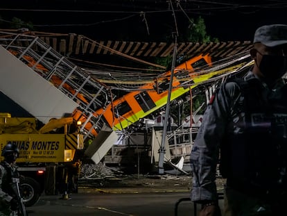 El tramo colapsado de la línea 12 del metro de Ciudad de México, el 4 de mayo de 2021.