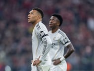 Kylian Mbappé y Vinicius Junior, este miércoles durante la vuelta de los cuartos de Champions en Múnich.