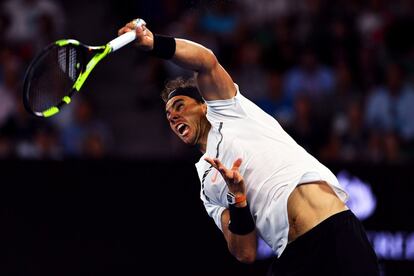 Rafael Nadal, durante el partido frente al suizo Roger Federer.