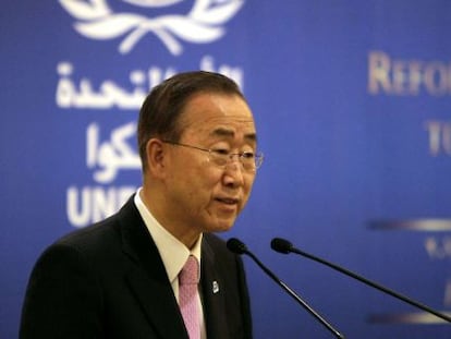 El secretario general de Naciones Unidas, Ban Ki-moon ofrece hoy una conferencia en Beirut sobre &#039;Reforma y transici&oacute;n hacia la democracia.
