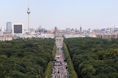 Vista aérea de la manifestación de este sábado en Berlín.