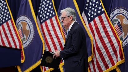 Jerome Powell, presidente de la Reserva federal, tras la reunión del comité de política monetaria del pasado 22 de marzo.