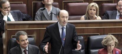 Rubalcaba, durante una de sus intervenciones en la sesión de control 