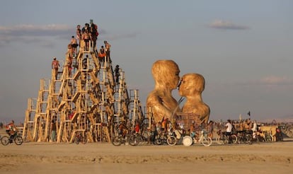Una de las instalaciones del Burning Man en Nevada.