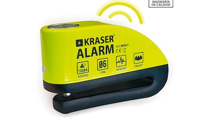 Candado con alarma sobre fondo blanco.