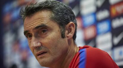 Ernesto Valverde, durante una rueda de prensa.