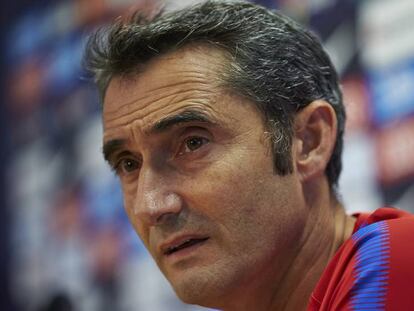 Ernesto Valverde, durante una rueda de prensa.