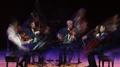 Los integrantes del Cuarteto Diotima durante su concierto, el pasado miércoles, 14 de febrero, en la Fundación Juan March.