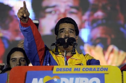 Maduro habla despu&eacute;s de conocerse su victoria electoral.
