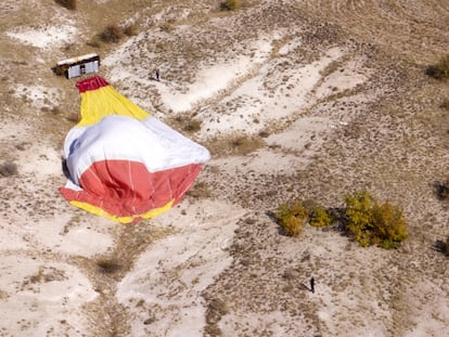 El globo aerostático estrellado este martes en la región turca de Capadocia.