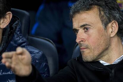 Luis Enrique, durant el partit contra l'Sporting.