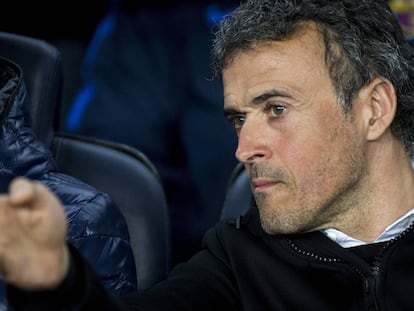 Luis Enrique, durant el partit contra l'Sporting.