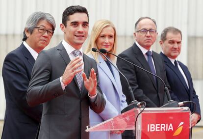 Javier Fern&aacute;ndez, este lunes, en un acto de Iberia con Cifuentes.