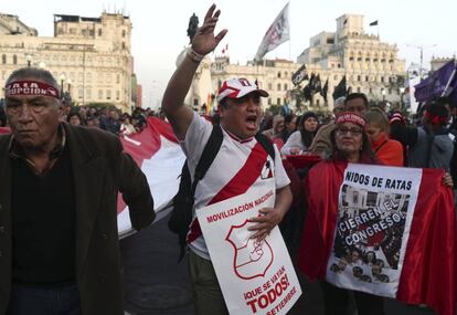 Los manifestantes tomaron las calles de Lima este jueves.