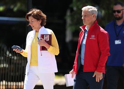 Gina Raimondo y su marido, Andrew Moffit, esta semana en Sun Valley, Idaho.