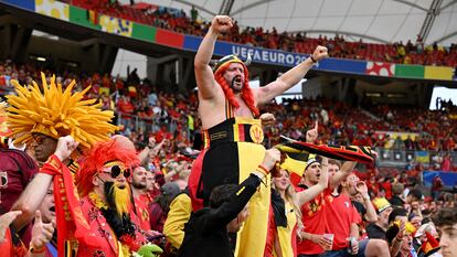 Belgian fans at the match between their team and Ukraine on Wednesday.