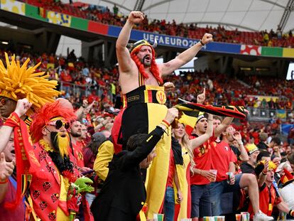 Belgian fans at the match between their team and Ukraine on Wednesday.
