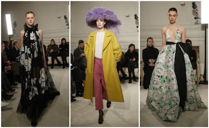 Tres de los diseños de alta costura de Pierpaolo Piccioli para Valentino.