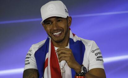 Hamilton durante la conferencia de prensa tras el GP de México.
