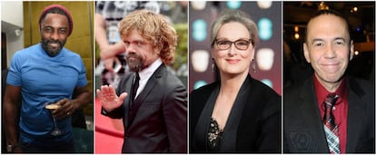 Idris Elba, Peter Dinklage, Meryl Streep y Gilbert Gotfried, en la imagen de izquierda a derecha, son los actores que Duncan Jones ha propuesto para interpretar a su padre, David Bowie.