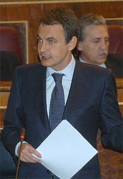 José Luis Rodríguez Zapatero, durante su intervención en la sesión de control en el Congreso.